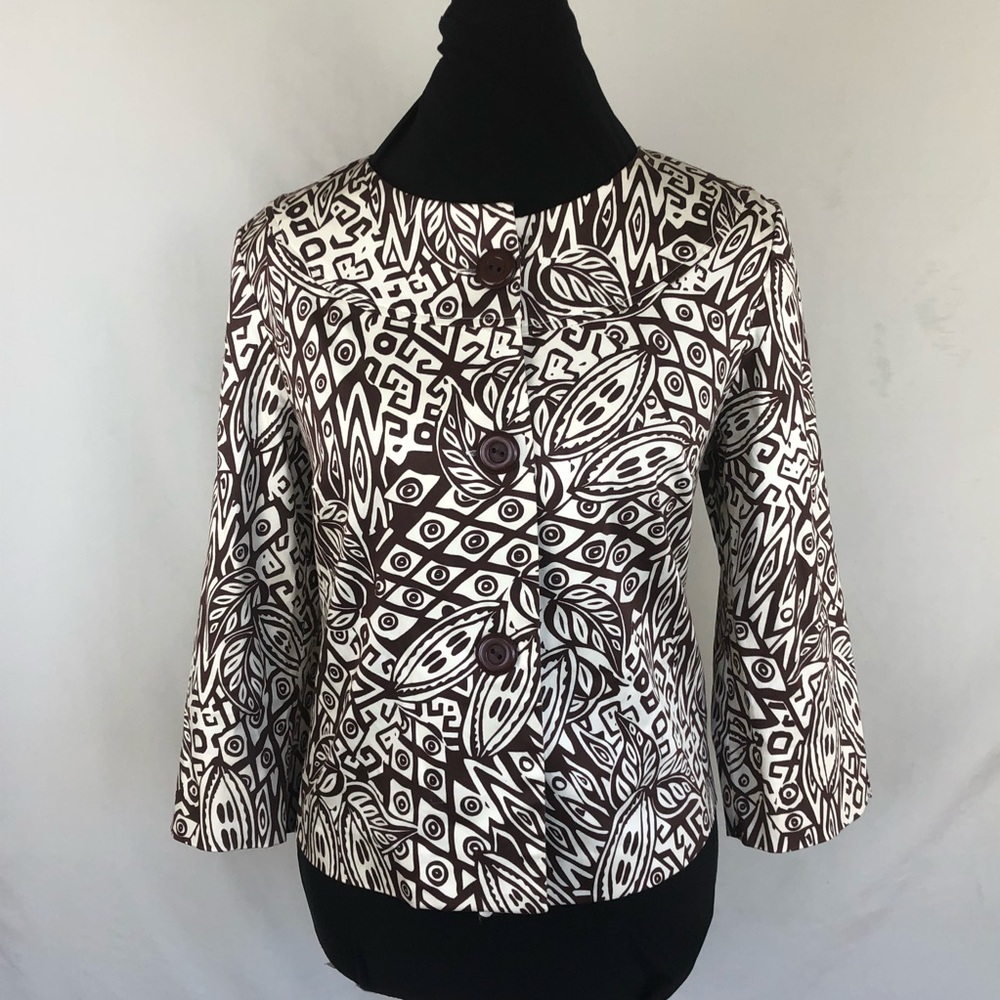 Dressbarn tribal print brown and cream Jacket